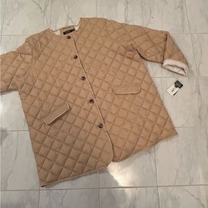 Lauren Ralph Lauren Cream Quilted Jacket. Button up. Pockets. New!